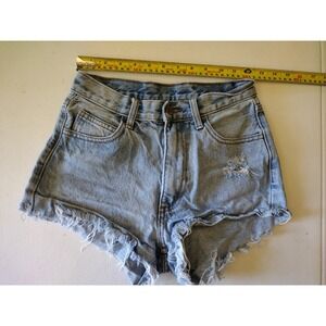 John Galt Denim Shorts Distressed Frayed Hem High Waist‎ Light Wash S